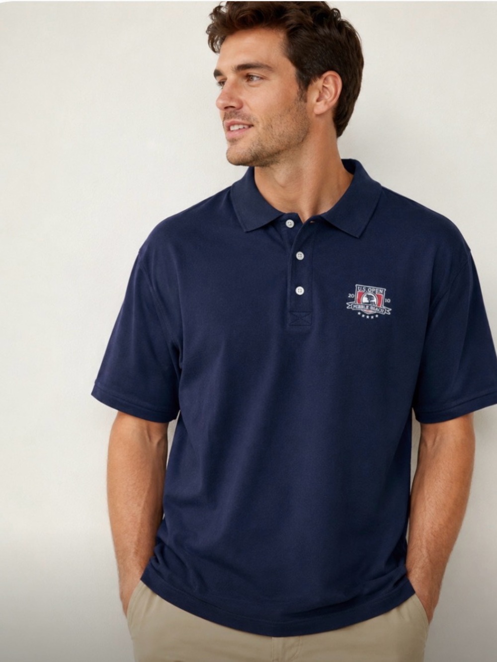 * U.S. Open 2010 Pebble Beach Navy Polo Shirt Mens Size XL 100% Cotton